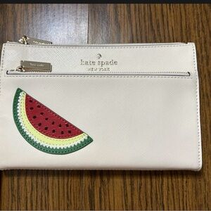 NWOT Kate Spade cream wristlet with watermelon applique